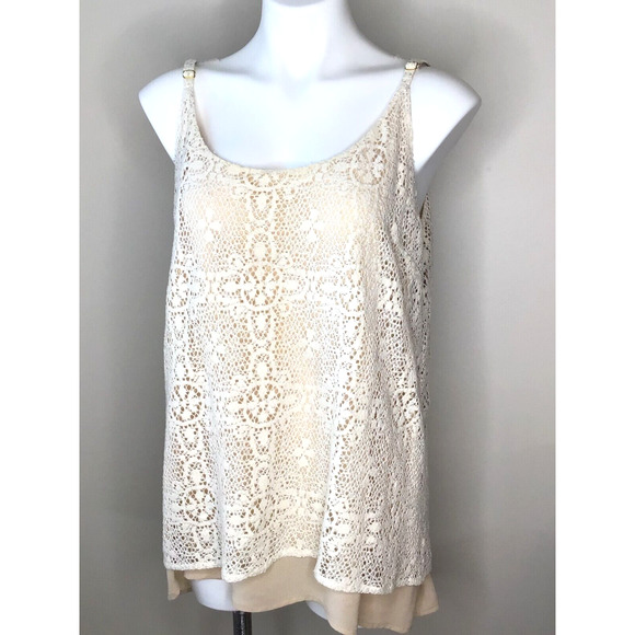 CAbi Tops - Cabi It Girl Ivory Lace Lined Camisole Blouse Style 798 Size XL